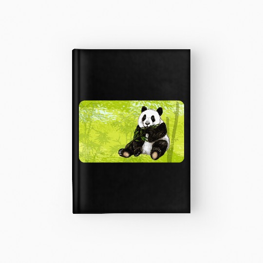 Cute panda bear with bamboo - design for kids Hardcover Journal