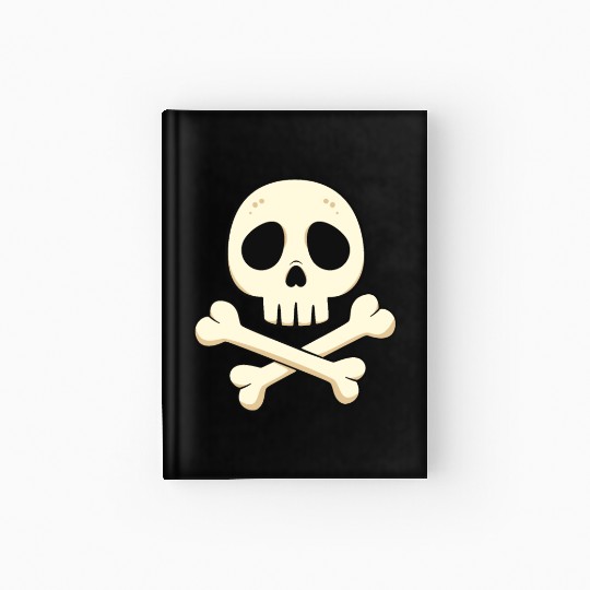 Cartoon skull and crossbones Hardcover Journal