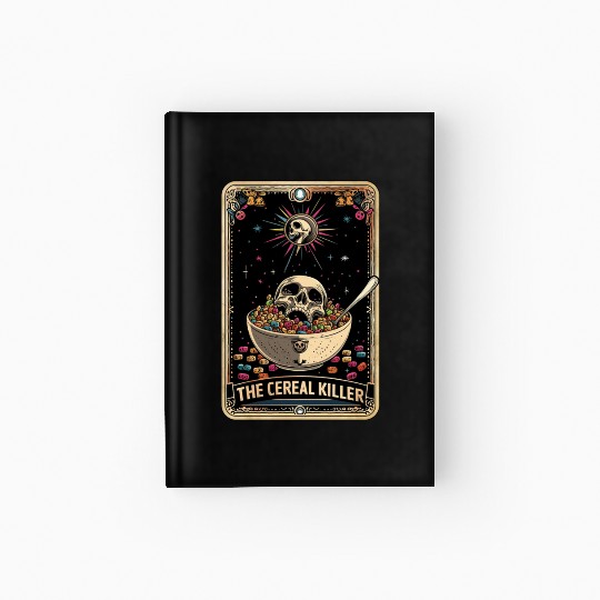 Cereal Killer Tarot Card Horror Movies True Crime Hardcover Journal