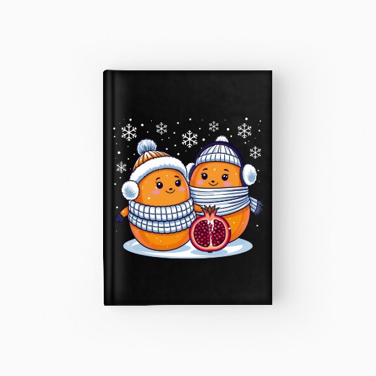 Cozy Winter Fruits: Oranges & Pomegranate Hardcover Journal
