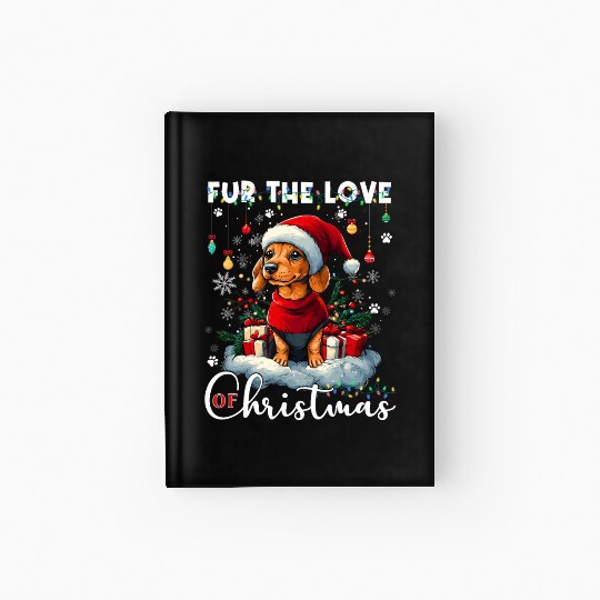 Dachshund Christmas Tree Lights Decorations Dog Hardcover Journal