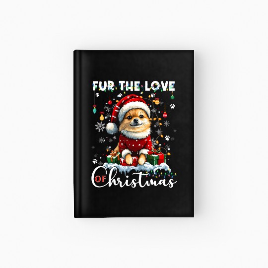 Pomeranian Christmas Tree Decorations Dog Lover Hardcover Journal
