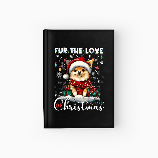 Pomeranian Christmas Tree Decorations Dog Lover Hardcover Journal
