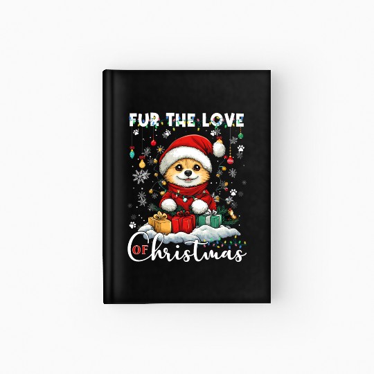 Pomeranian Christmas Tree Decorations Dog Lover Hardcover Journal