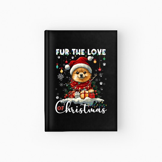 Pomeranian Christmas Tree Decorations Dog Lover Hardcover Journal