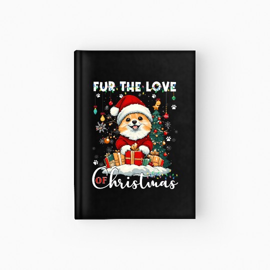 Pomeranian Christmas Tree Decorations Dog Lover Hardcover Journal