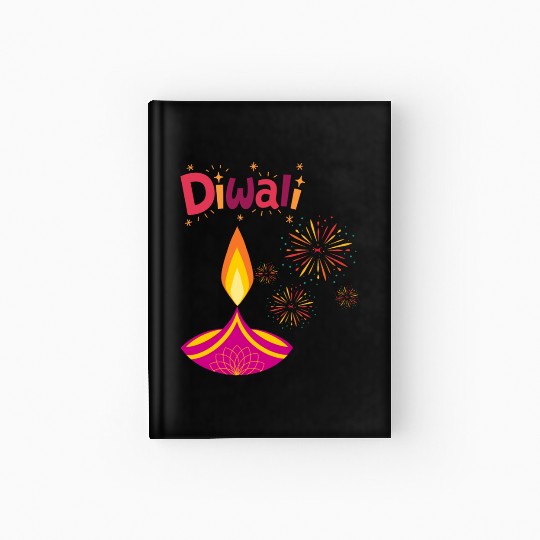 Diwali Design with Lamp & Festive Fireworks Hardcover Journal