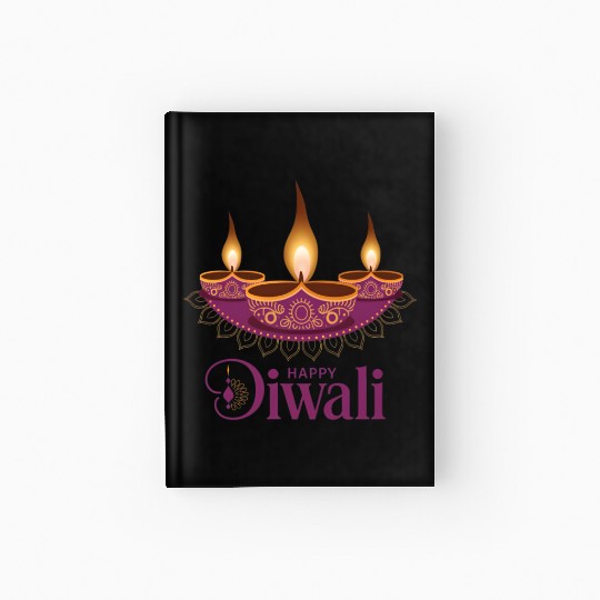 Happy Diwali with Beautiful Diya Lamps Hardcover Journal
