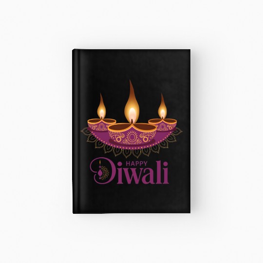 Happy Diwali with Beautiful Diya Lamps Hardcover Journal