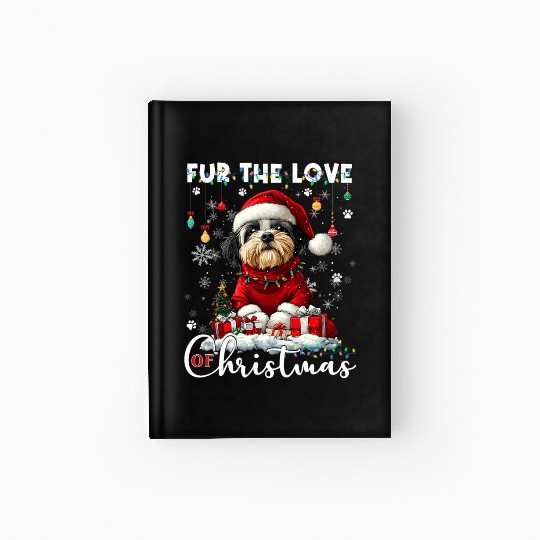 Shih Tzu Christmas Tree Lights Decorations Dog Hardcover Journal