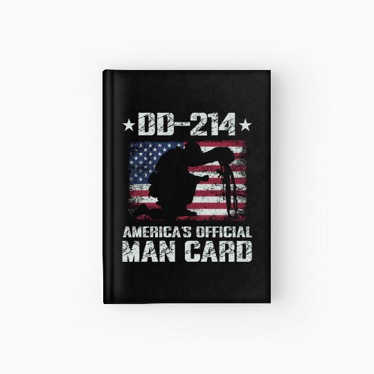 DD-214 America's Official Man Card Veteran Pride Hardcover Journal