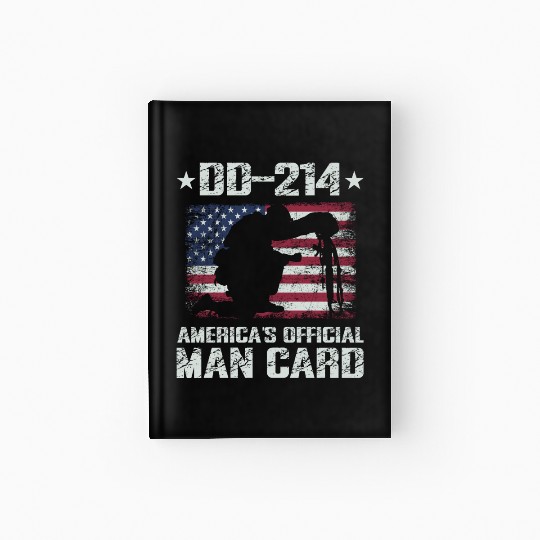 DD-214 America's Official Man Card Veteran Pride Hardcover Journal