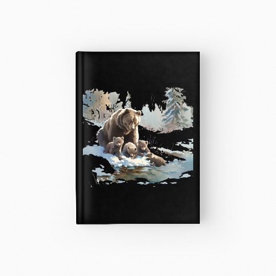 Retro 399 Grizzly Bears Wilderness Scene 90s Hardcover Journal