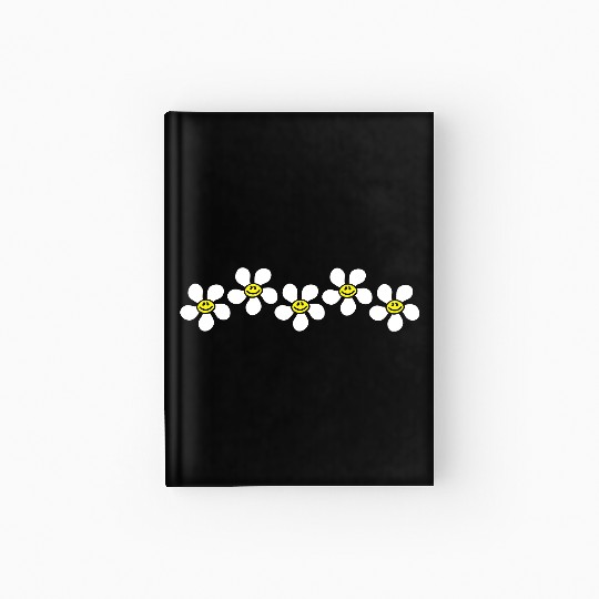 White Daisies Flowers Spring Summer Faces Funny Hardcover Journal