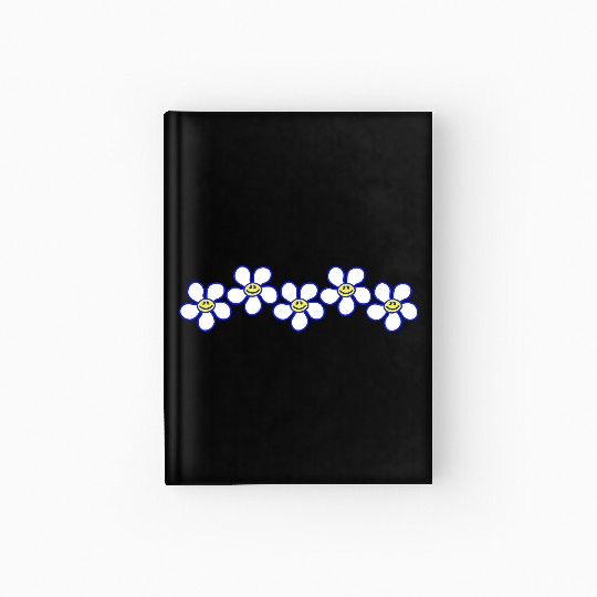 White Daisies Flowers Spring Summer Faces Funny Hardcover Journal