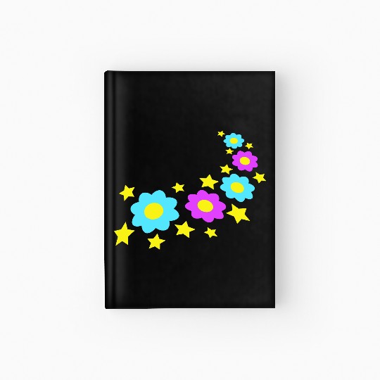 Many Pretty Daisy Flowers Decorative Stars Design Hardcover Journal