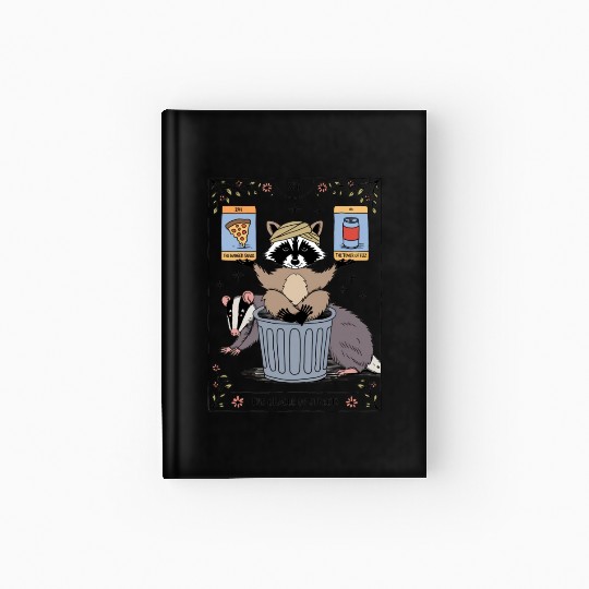Raccoon and Badge Tarot Card Inspired Humor Hardcover Journal
