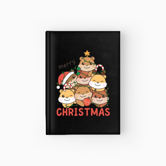 Hamster Christmas Tree Merry Christmas Hardcover Journal