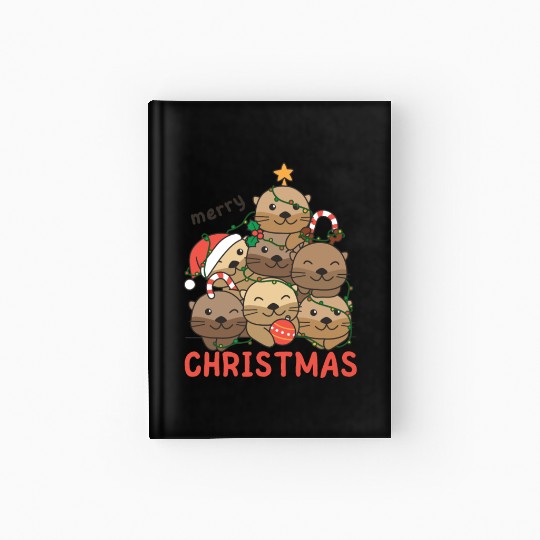 Otter Christmas Tree Merry Christmas Hardcover Journal