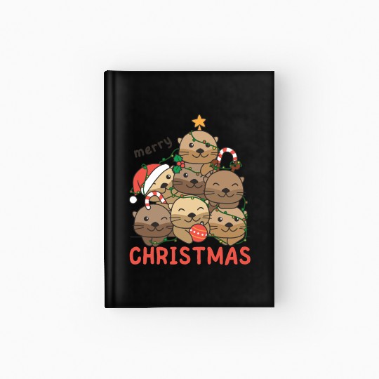 Otter Christmas Tree Merry Christmas Hardcover Journal