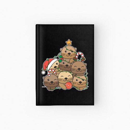 Otter Christmas Tree Funny Animal Christmas Hardcover Journal
