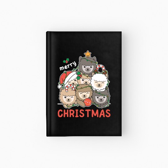 Alpaca Christmas Tree Merry Christmas Hardcover Journal