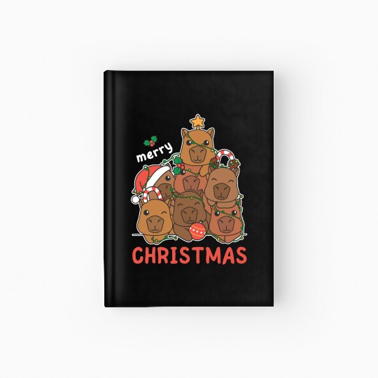 Capybara Christmas Tree Merry Christmas Hardcover Journal