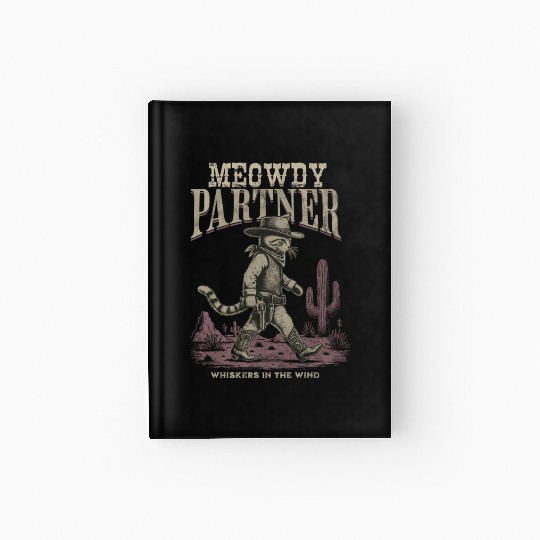 Meowdy Partner Whiskers In The Wind Cowboy Cat Hardcover Journal