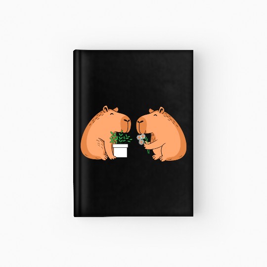 Cute Gardening Garden Capybara Flower Hardcover Journal