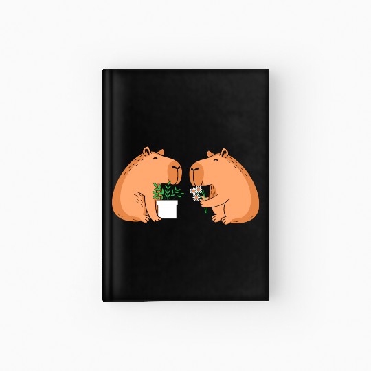 Cute Gardening Garden Capybara Flower Hardcover Journal
