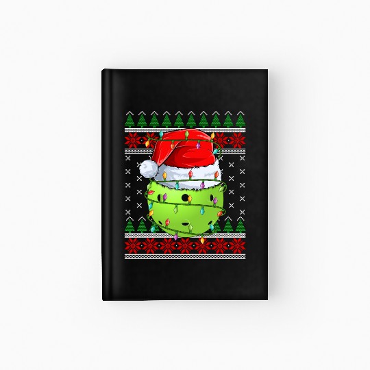 Pickleball Ugly Christmas Santa Hat Hardcover Journal