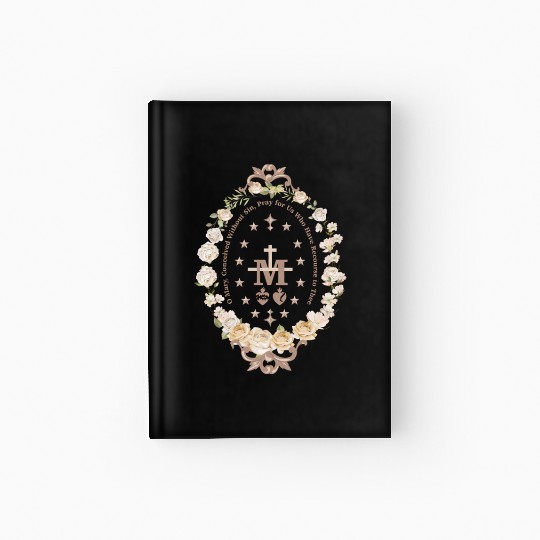 Marian Catholic Virgin Mary Marian Cross Floral Hardcover Journal