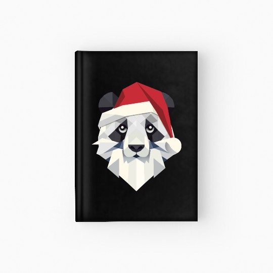 Cheerful Christmas panda in modern style Hardcover Journal