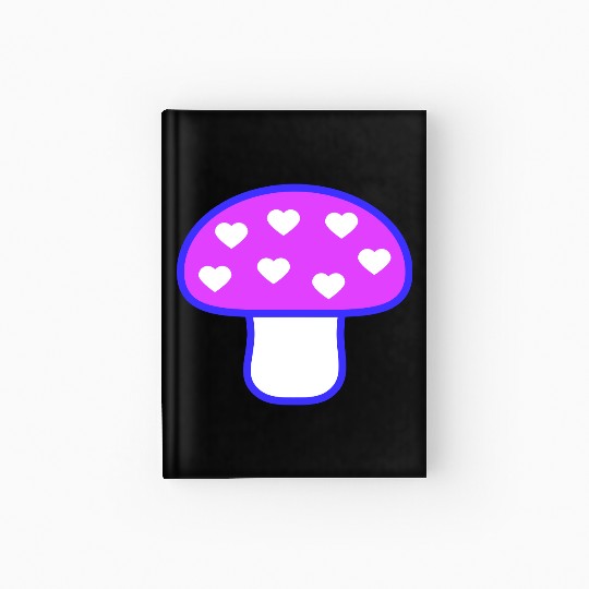 Pink Mushroom Glowing Color Love Cool Heart Fungus Hardcover Journal