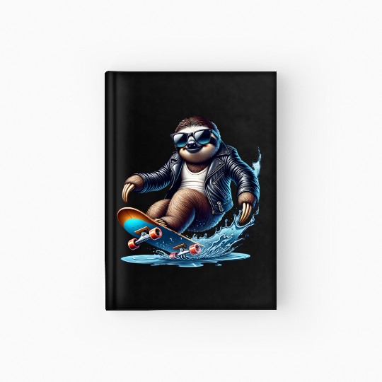 Cool Sloth Skateboarding Adventure Hardcover Journal