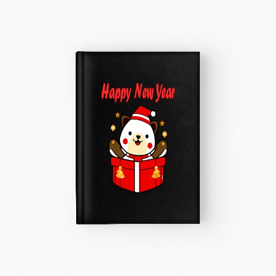 Festive Teddy Bear New Year Design Hardcover Journal