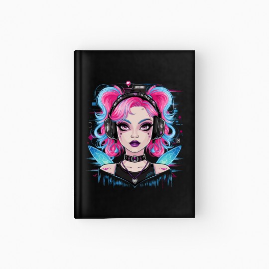 Cute with Headphones for a Cat Owner Hardcover Journal