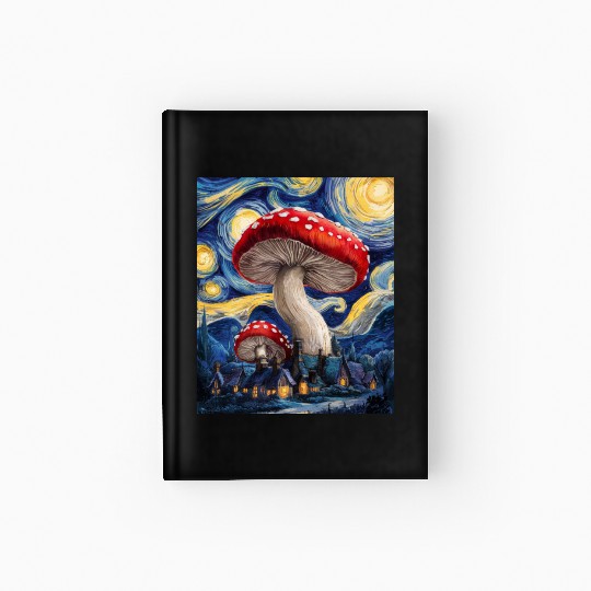 Starry Night Mushroom Surreal Dreamscape nature Hardcover Journal