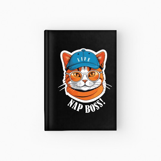 Cat Nap Boss with Cap and Sunglasses Hardcover Journal
