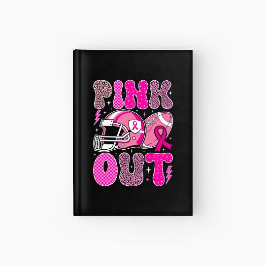 Pink Out Breast Cancer Football Mom Girls Women Hardcover Journal
