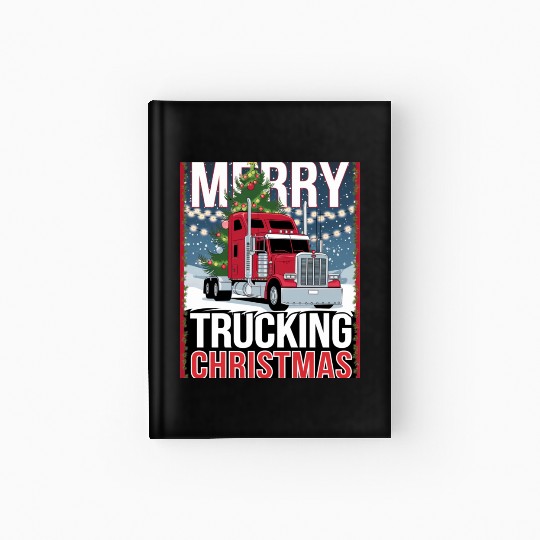 Merry Trucking Christmas Festive Semi-Truck Card Hardcover Journal