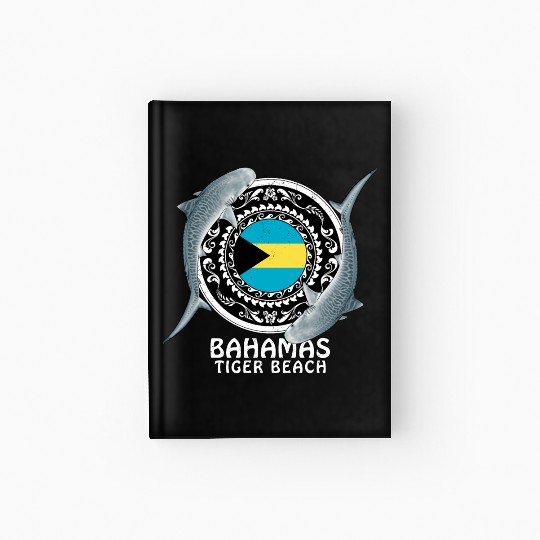 Tiger Beach Bahamas Flag Tiger Shark Bull Shark Hardcover Journal