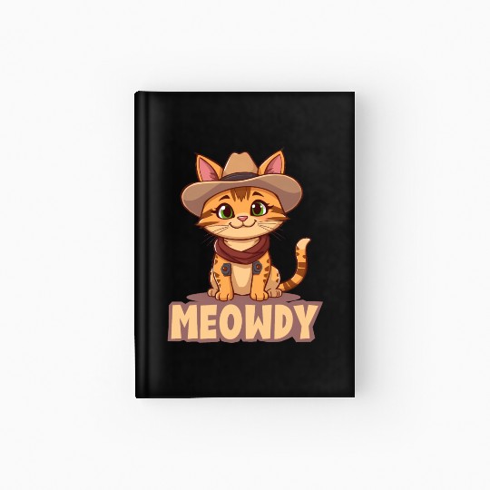 Cowboy Cat "Meowdy" Western yellow wild west cat Hardcover Journal