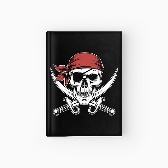 Pirate Skull Crossbones Red Bandana Jolly Roger Hardcover Journal