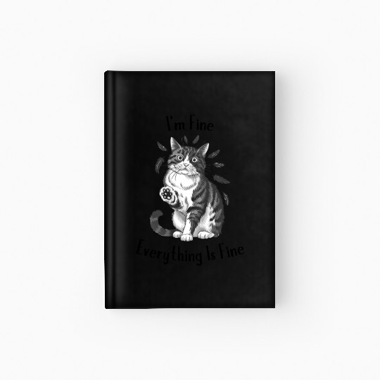 Black Cat Says I'm Fine Everything Is Fine Hardcover Journal