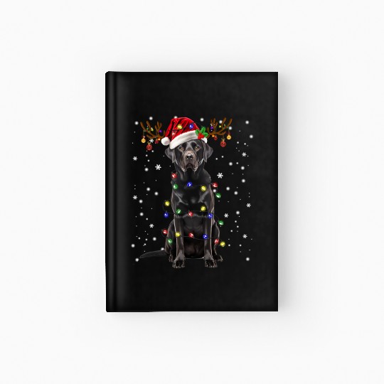 Black Lab Labrador Christmas Tree Light Hardcover Journal