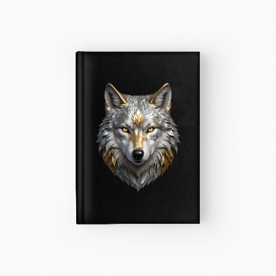 Majestic Silver/Gold Wolf Hardcover Journal