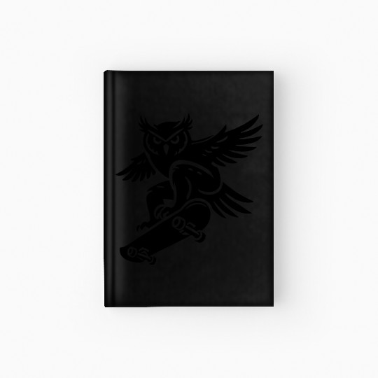 Snow Owl Skateboard Silhouette Minimalist Style Hardcover Journal