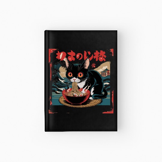 Funny Cat Ramen Japanese Cute Cat Hardcover Journal