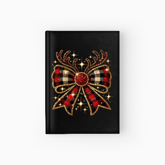 Christmas Reindeer Bow, Merry Christmas Hardcover Journal